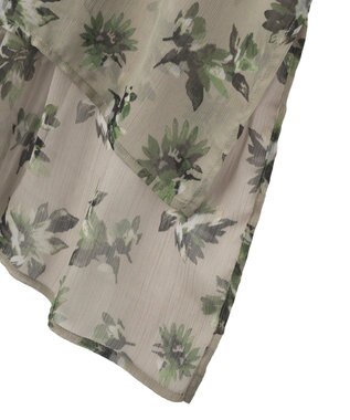 YECCA VECCA フラワー柄シアーロングシャツ Light Khaki