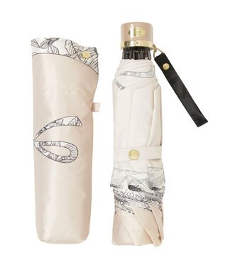 MOONBAT 【簡単開閉】ランバン オン ブルー (LANVIN en Bleu) リボン 花柄 折りたたみ傘 サテンプリント ベージュ