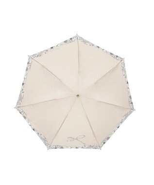 MOONBAT 【簡単開閉】ランバン オン ブルー (LANVIN en Bleu) リボン 花柄 折りたたみ傘 サテンプリント ベージュ