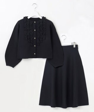 洗える】パフスリーブフリル ニットセットアップ / Feroux