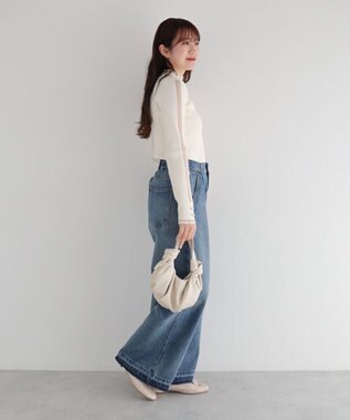 Green Parks ・ｓｗｉｎｇ　ｂｙ　シフォンフリルリブハイネック Ivory