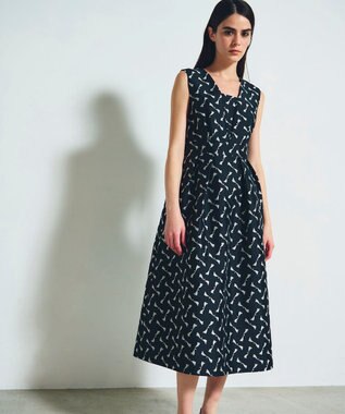 GRACE CONTINENTAL リボンジャガードワンピース ブラック