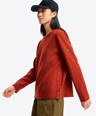 AIGLE サイドスリットボタン クルーネックフリースプルオーバー ブリック