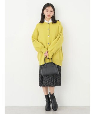 earth music&ecology やわらかタッチミドル丈カーディガン Lime Green