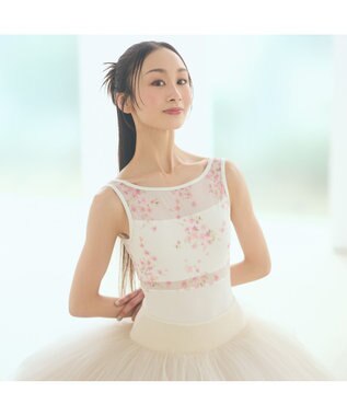 Chacott 【MAY NAGAHISA】ノースリーブレオタード ホワイトプリント