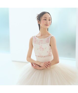 Chacott 【MAY NAGAHISA】ノースリーブレオタード ホワイトプリント