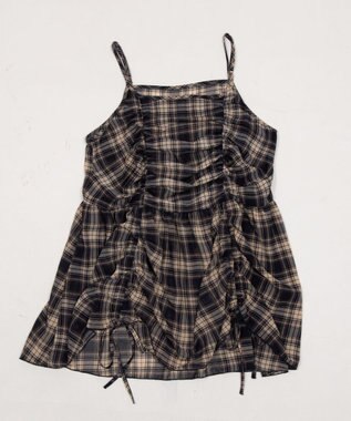 WEGO ドロストデザインキャミワンピース ブルーチェック1