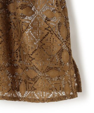 ICB 【洗える】タイルパターンレース バンドカラーシャツ キャメル系