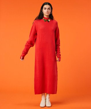 BEIGE， 【洗える】BERTAINA /  ロングニットワンピース Red Orange