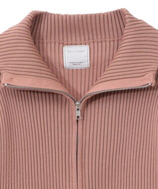 Green Parks 配色リブＺｉｐニットカーディガン Pink