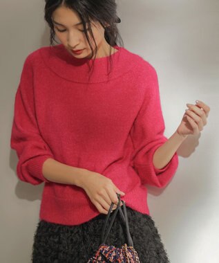 組曲 L へアリーヤーンボートネック ニット チェリーピンク系