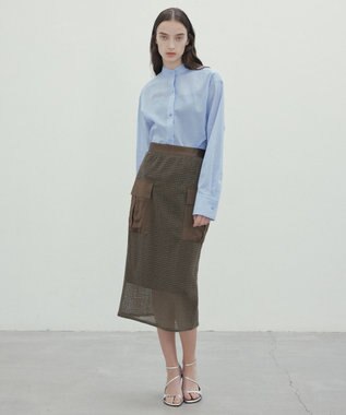 BEIGE， 【洗える】PLUMERIA / コットンシアーバックボウタイブラウス Sax