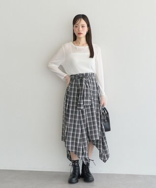 earth music&ecology イレヘムチェックシャツスカート Black