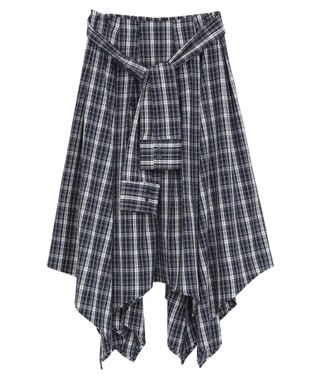 earth music&ecology イレヘムチェックシャツスカート Navy