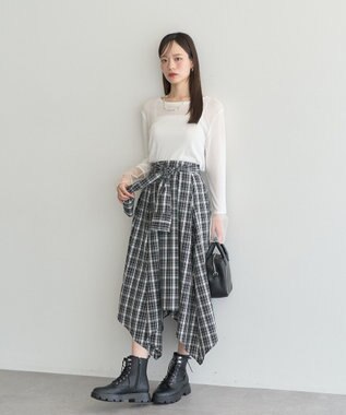 earth music&ecology イレヘムチェックシャツスカート Black