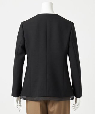 23区 L 【エステータ】ウールダブルクロス オーガンジーレイヤード ジャケット ブラック系