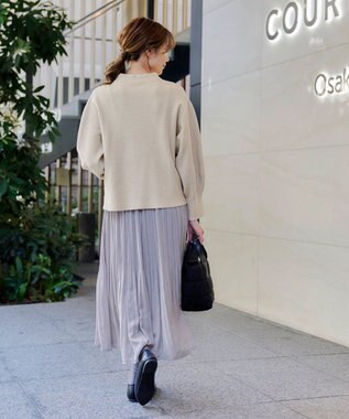 Tiaclasse 【洗える】モックネックジャガードニットプルオーバー アイボリー