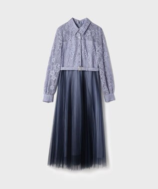 GRACE CONTINENTAL コードレースプリーツワンピース ブルー