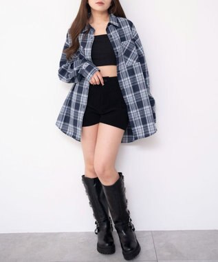 WEGO 2WAYオフショルシャツ ネイビー