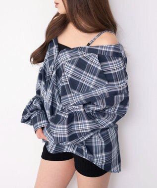 WEGO 2WAYオフショルシャツ ネイビー