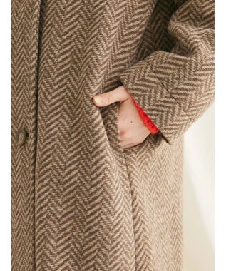 CRAFT STANDARD BOUTIQUE ウール混ガンパッチロングコート Brown