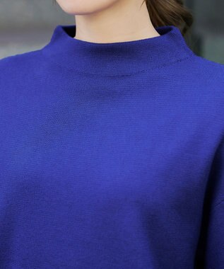 Tiaclasse 【洗える】モックネックジャガードニットプルオーバー ブルー