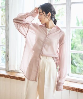 WEGO 【シワになりにくい/手洗い可】シアーBIGシャツ ライトピンク