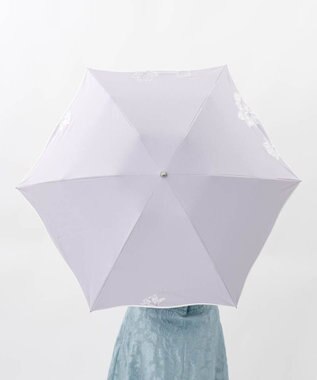 AURORA 【 NINA RICCI（ニナリッチ）】アップリケ刺しゅう/パイピング晴雨兼用傘（折りたたみ傘） ペールパープル