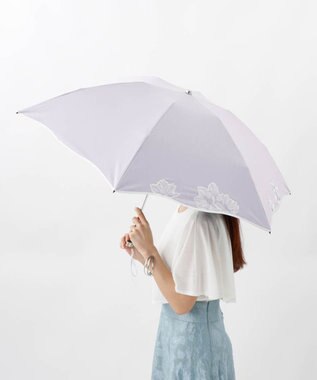 AURORA 【 NINA RICCI（ニナリッチ）】アップリケ刺しゅう/パイピング晴雨兼用傘（折りたたみ傘） ペールパープル
