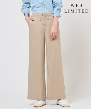  【WEB限定】セルロースリネンストレッチ ワイドストレート パンツ