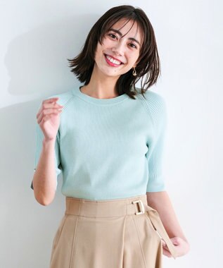 ANY SIS L コクーンスリーブ ニット アイスブルー