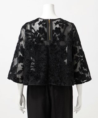 23区 【GOLD LABEL】フロッキーエンブロイダリー ブラウス ブラック系