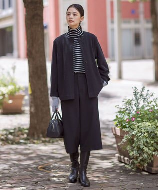 J.PRESS LADIES S ブークレー ノーカラーアウター ネイビー系