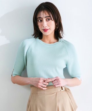 ANY SIS L コクーンスリーブ ニット アイスブルー