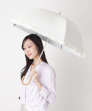 MOONBAT 【遮光/晴雨兼用日傘】LANVIN en Bleu (ランバン オン ブルー)ドビーフリル ハート 遮熱 UV 長傘