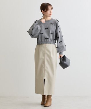 Green Parks ・ｓｗｉｎｇ　ｂｙ　メニーリボンニット Dark Gray Mixture