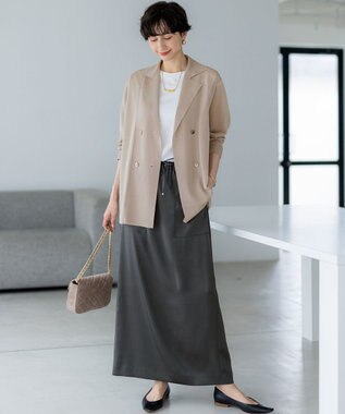 23区 L 【洗える】シアー ダブルブレスト ニット ジャケット ベージュ系