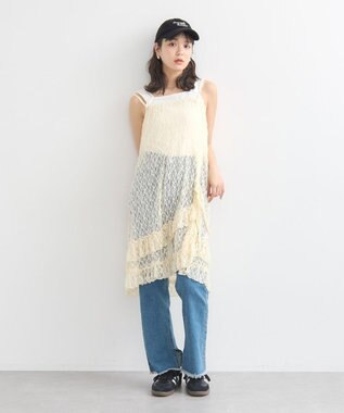 earth music&ecology ２ｗａｙレースレイヤードスカート Light Yellow