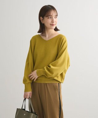 Green Parks 洗える　Ｖネックドルマンニットプルオーバー Light Green