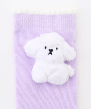 ANY KIDS アニマルマスコット ハイソックス ラベンダー×犬