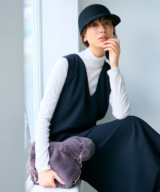 23区 フェイクファー チェーン バッグ グレー系