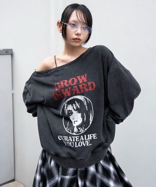 WEGO 【25年秋冬新作】2WAYグラフィックワンショルBIGスウェット 柄3