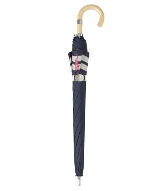 MOONBAT POLO RALPH LAUREN（ポロ ラルフローレン）晴雨兼用日傘 ボーダー ポロポニー 長傘 遮光率100％ 遮熱 UV ネイビー
