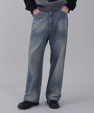 WEGO 【ユニセックス着用ITEM/SMLサイズ展開/ウエスト調整可】バギーデニムパンツ デニム中濃加工色