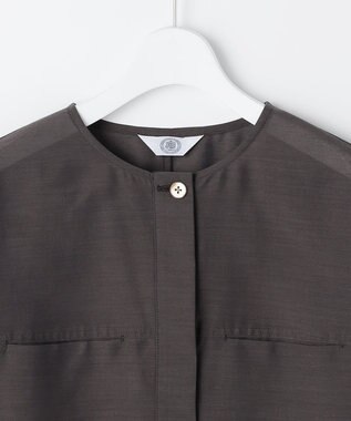 J.PRESS LADIES L Pe リネン シアー スラブ ノーカラー ブルゾン スレートブラウン系