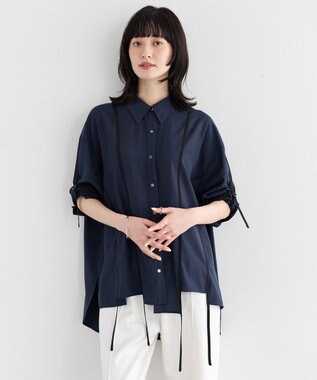 YECCA VECCA ストリングデザインシャツ Navy