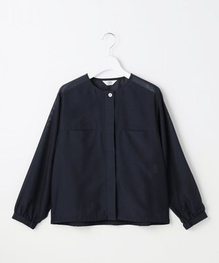 J.PRESS LADIES L Pe リネン シアー スラブ ノーカラー ブルゾン ネイビー系