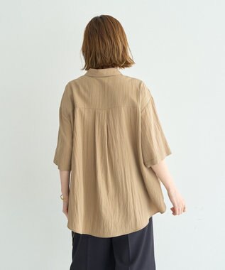 YECCA VECCA スカーフデザインアシメハーフスリーブシャツ Beige
