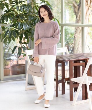 Tiaclasse L 【洗える】リラックス感のあるラグランスリーブニット モーヴピンク