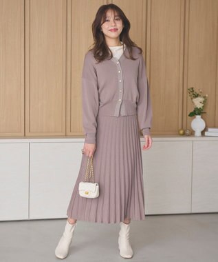 Feroux 【洗える・セットアイテム】ラメライン・ニットセットアップ ベージュ系